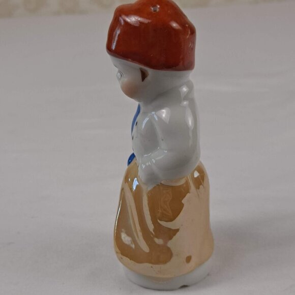 Vintage Dutch Boy and Girl Salt & Pepper Shakers Iridescent Glazed Ceramic Japan - Picture 9 of 13